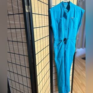 Figs Cargo Scrub Jumpsuit Green Teal